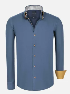 Wam Denim Overhemd Lange Mouwen<Ales Solid Structured Anthracite Overhemd Lange Mouw