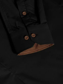 Wam Denim Ales Solid Structured Black Overhemd Lange Mouw| Overhemd Lange Mouwen