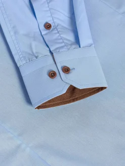 Wam Denim Ales Solid Structured Blue Overhemd Lange Mouw| Overhemd Lange Mouwen