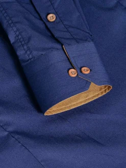 Wam Denim Ales Solid Structured Navy Overhemd Lange Mouw| Overhemd Lange Mouwen