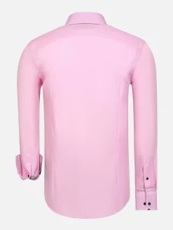 Wam Denim Overhemd Lange Mouwen<Ales Solid Structured Pink Overhemd Lange Mouw