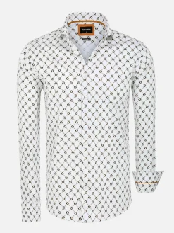 Wam Denim Alicante White Floral Print Overhemd Lange Mouw| Overhemd Lange Mouwen