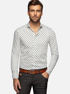 Wam Denim Alicante White Floral Print Overhemd Lange Mouw| Overhemd Lange Mouwen