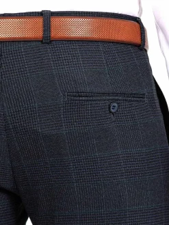 Wam Denim Amalfi Glen Check Slim Fit Navy Suit Pantalon| Pantalons