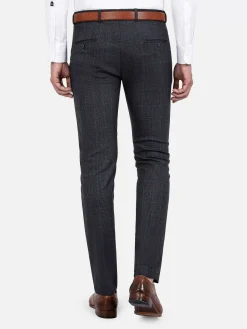 Wam Denim Amalfi Glen Check Slim Fit Navy Suit Pantalon| Pantalons