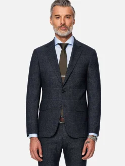 Wam Denim Colberts<Amalfi Glen Check Wide Lapel Navy Suit Colbert