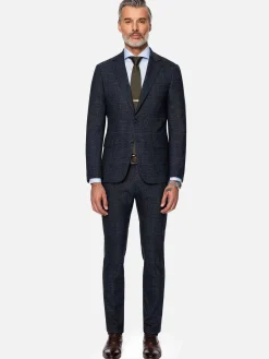 Wam Denim Amalfi Glen Check Wide Lapel Navy Suit Colbert| Colberts