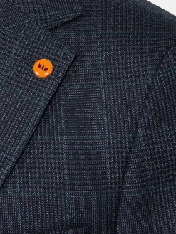Wam Denim Amalfi Glen Check Wide Lapel Navy Suit Colbert| Colberts