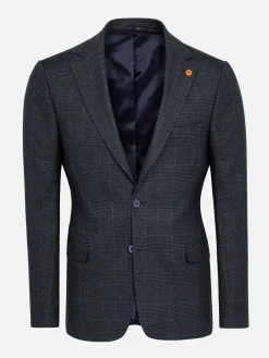 Wam Denim Amalfi Glen Check Wide Lapel Navy Suit Colbert| Colberts