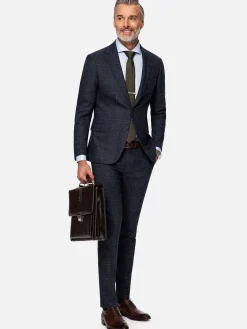 Wam Denim Amalfi Glen Check Wide Lapel Navy Suit Colbert| Colberts