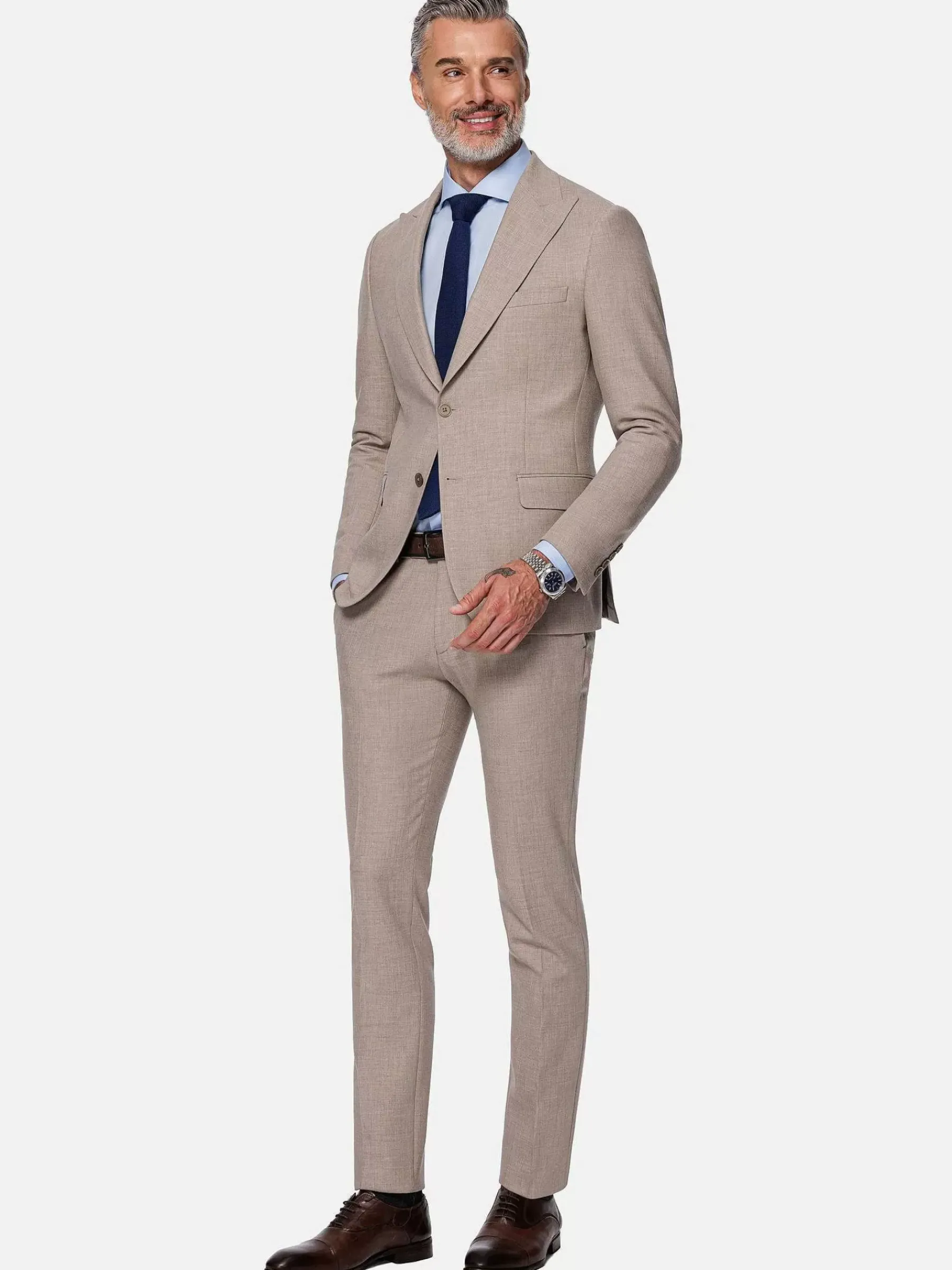 Wam Denim Colberts<Araya Peak Lapel Single Breast Beige Suit Blazer