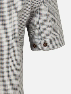 Wam Denim Asher Tailored Fit White Navy Overhemd| Overhemd Korte Mouwen