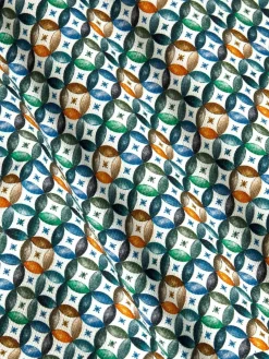 Wam Denim Asher Tailored Fit White Green Overhemd| Overhemd Korte Mouwen