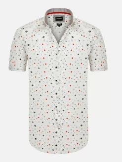 Wam Denim Asher Tailored Fit White Overhemd| Overhemd Korte Mouwen