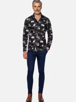 Wam Denim Astoria Floral Black Overhemd Lange Mouw| Overhemd Lange Mouwen