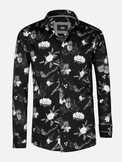 Wam Denim Astoria Floral Black Overhemd Lange Mouw| Overhemd Lange Mouwen