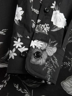 Wam Denim Astoria Floral Black Overhemd Lange Mouw| Overhemd Lange Mouwen