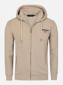 Wam Denim Avery Full Zipped Beige Hoodie Shorts Set| Sweaters