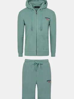 Wam Denim Sweaters<Avery Full Zipped Blue Hoodie Shorts Set