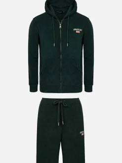 Wam Denim Avery Full Zipped Green Hoodie Shorts Set| Sweaters