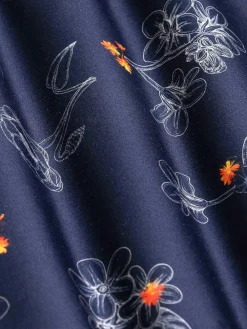 Wam Denim Baga Navy Floral Print Overhemd Longe Mouw| Overhemd Lange Mouwen