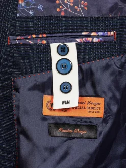 Wam Denim Branco Micro Patterned Navy Blazer| Colberts