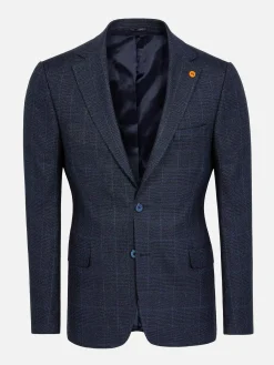 Wam Denim Branco Micro Patterned Navy Blazer| Colberts