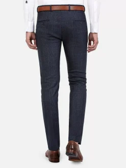 Wam Denim Branco Micro Patterned Navy Pants| Pantalons