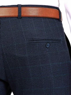 Wam Denim Branco Micro Patterned Navy Pants| Pantalons