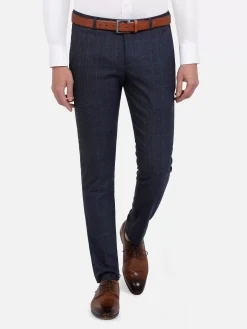 Wam Denim Branco Micro Patterned Navy Pants| Pantalons