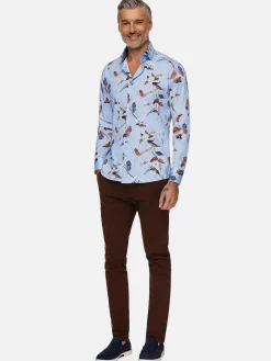 Wam Denim Burano Blue Floral Print Overhemd Lange Mouw| Overhemd Lange Mouwen