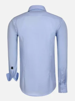 Wam Denim Overhemd Lange Mouwen<Burgos Solid Blue Overhemd Longe Mouw