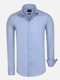 Wam Denim Burgos Solid Blue Overhemd Longe Mouw| Overhemd Lange Mouwen