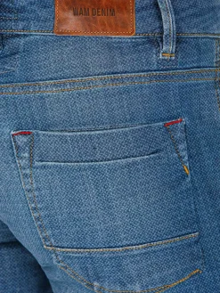 Wam Denim Carinal Mini Check Slim Fit Navy Jeans| Jeans