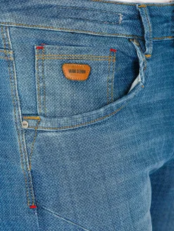 Wam Denim Carinal Mini Check Slim Fit Navy Jeans| Jeans