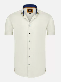 Wam Denim Cassiues Tailored Fit White Overhemd| Overhemd Korte Mouwen