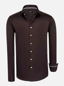 Wam Denim Catalina Brown Solid Overhemd Lange Mouw| Overhemd Lange Mouwen