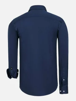 Wam Denim Catalina Navy Solid Overhemd Lange Mouw| Overhemd Lange Mouwen