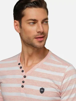 Wam Denim T-Shirts<Doenga Striped V-Neck Pink T-Shirt