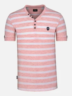 Wam Denim T-Shirts<Doenga Striped V-Neck Pink T-Shirt