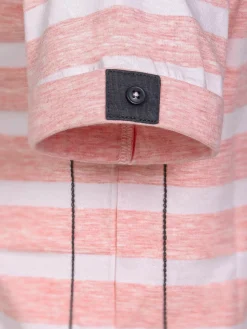 Wam Denim Doenga Striped V-Neck Pink T-Shirt| T-Shirts