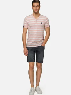 Wam Denim Doenga Striped V-Neck Pink T-Shirt| T-Shirts
