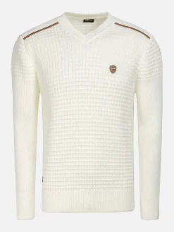 Wam Denim Dover Slim Fit V-Neck Off-White Truien| Truien