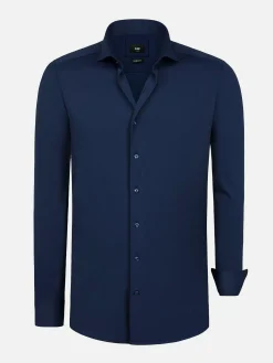 Wam Denim Everest Stretched Navy Overhemd Lange Mouw| Overhemd Lange Mouwen