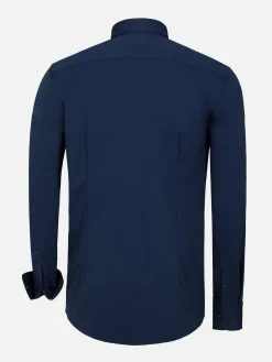 Wam Denim Everest Stretched Navy Overhemd Lange Mouw| Overhemd Lange Mouwen