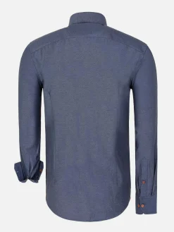 Wam Denim Flers Double Collar Dark Indigo Overhemd Lange Mouw| Overhemd Lange Mouwen