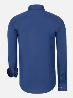 Wam Denim Flers Double Collar Navy Overhemd Lange Mouw| Overhemd Lange Mouwen