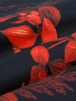 Wam Denim Florence Red Floral Black Overhemd Lange Mouw| Overhemd Lange Mouwen