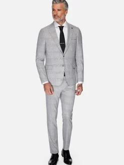 Wam Denim Ground Checkered Slim Fit Grey Colbert| Colberts