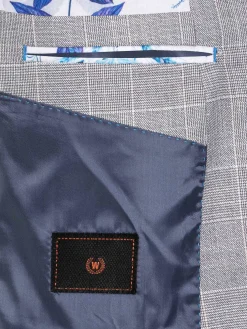 Wam Denim Ground Checkered Slim Fit Grey Colbert| Colberts